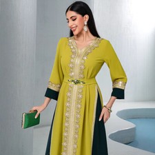 Elegant Abaya Women Long Maxi Dress Embroidery Kaftan Evening Caftan Dubai Gown