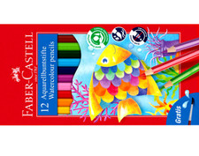 12 Faber-Castell Aquarellbuntstifte Wasservermalbar incl. Pinsel