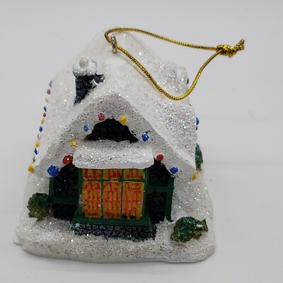 Vintage 1992 Thomas Kinkade Silent Night Snow Covered Cottage Christmas Ornament