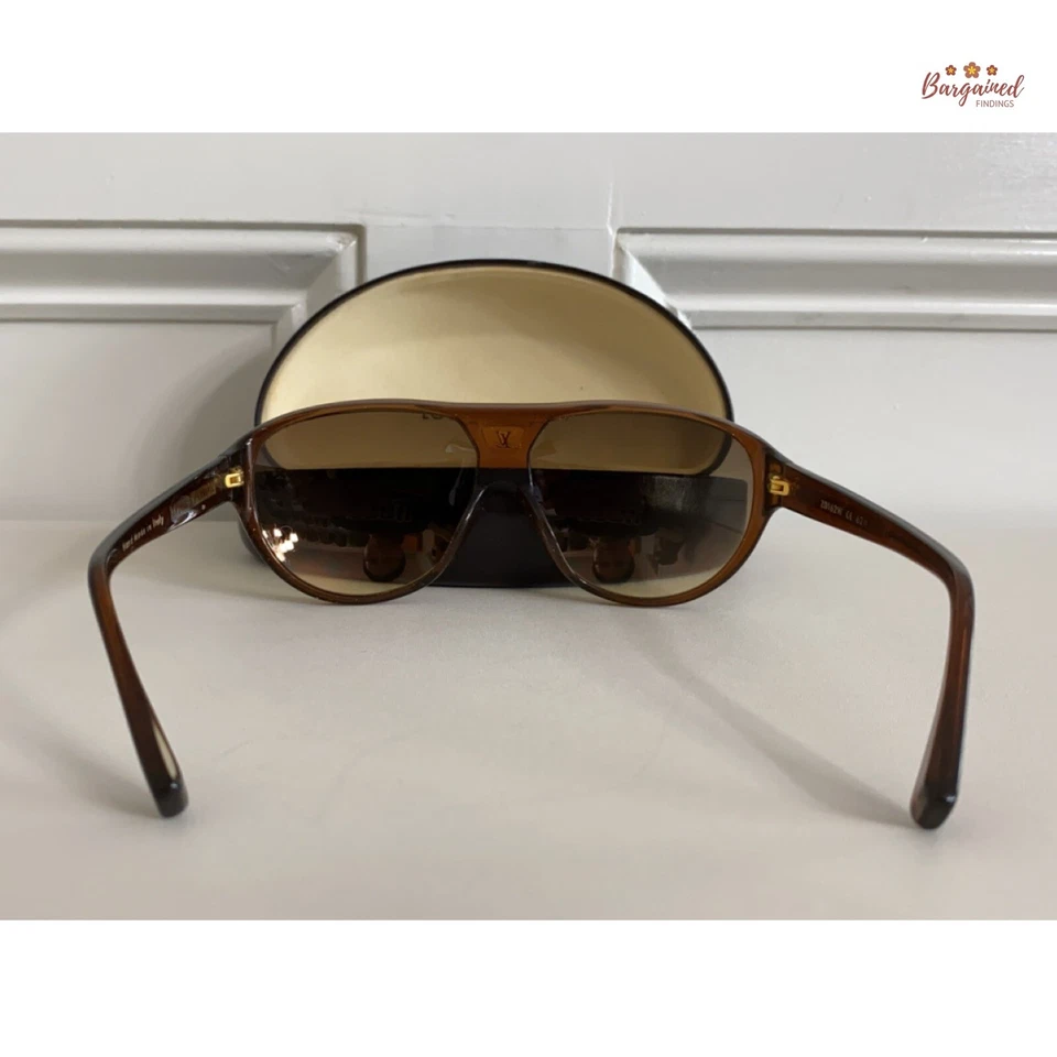 Auténticas gafas de sol LOUIS VUITTON marrón brillo acetato ilusión monograma Z0162W Foto 3 de 4