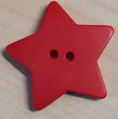 Knopf STERN ROT , 28 mm, Kunststoff, matt,2 - Loch Knopf,  Dill  