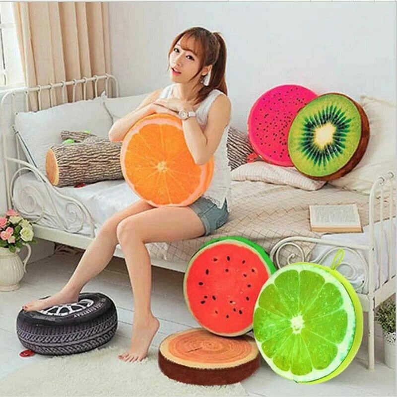 Soft Seat Pads Round Chair Cushions Funny 3D Fruit Garden Dining Kitchen Outdoor - Image 2 of 4
