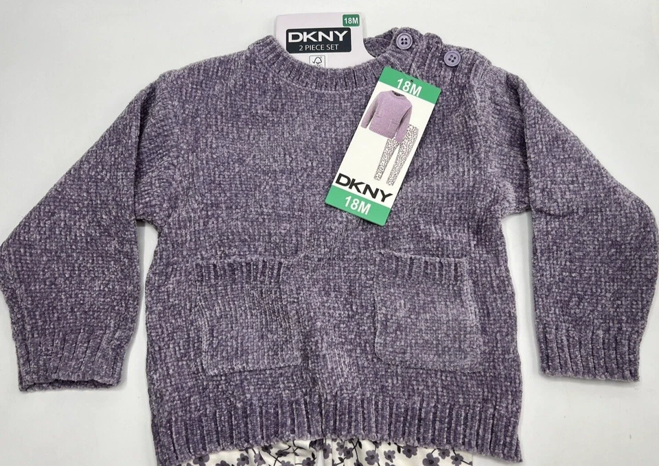 Девочек размер 18 М DKNY 2 изделия шениль свитер и леггинсы / брюки комплект наряд - Изображение 4 из 4