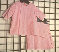 NEW NWT 2PC Red/White Striped SKIRT/TOP SET PLUSH High-End Designer Kipp Sz 4Y