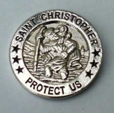 ST CRISTOPHER KEEP SAFE PIN BADGE NEW 