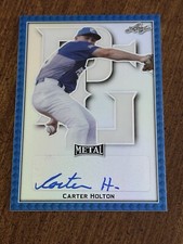 CARTER HOLTON 2020 Leaf Perfect Game METAL BLUE AUTOGRAPH #2/30 VANDY, BRAVES