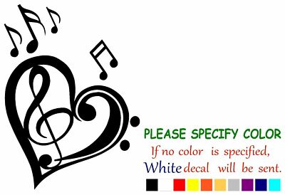 LOVE MUSIC NOTES Vinyl Decal Sticker Car Window Bumper Wall Laptop 12''
