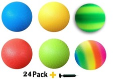 24 Pack 8.5 Inch Playground Balls Red,Blue,Green,Yellow,Rainbow, Green/Swish