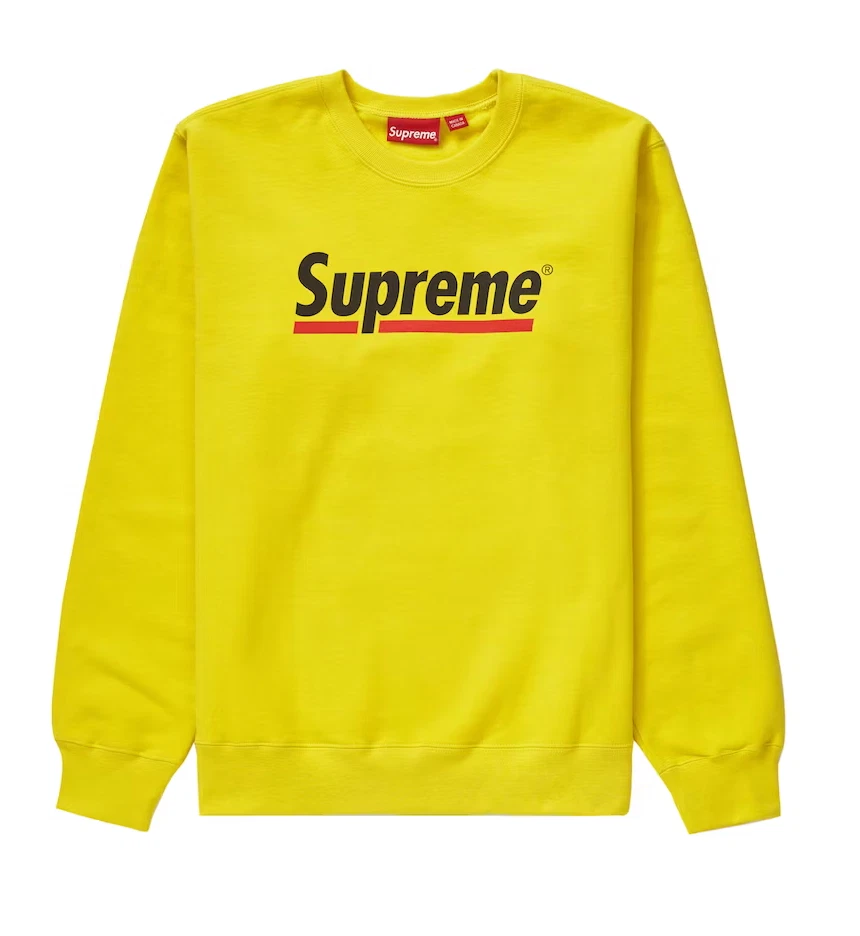 Supreme Underline Crewneck citron (SS20SW33) taille moyenne