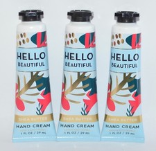 3 BATH BODY WORKS HELLO BEAUTIFUL HAND CREAM LOTION TRAVEL SIZE SHEA BUTTER 1 OZ
