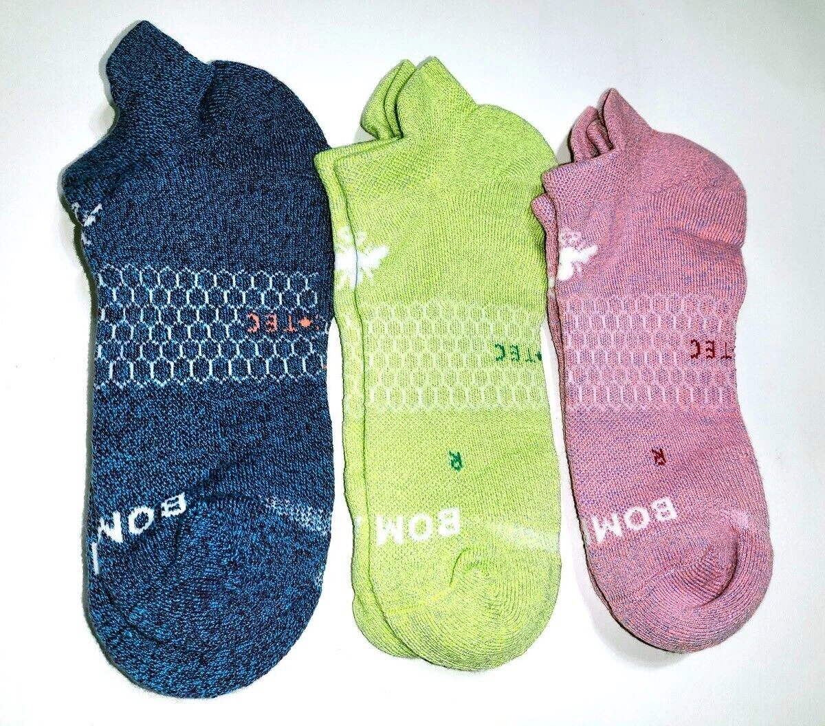 3-Pack Bombas All-Purpose Performance Ankle Sock - Pink Green Blue - Med