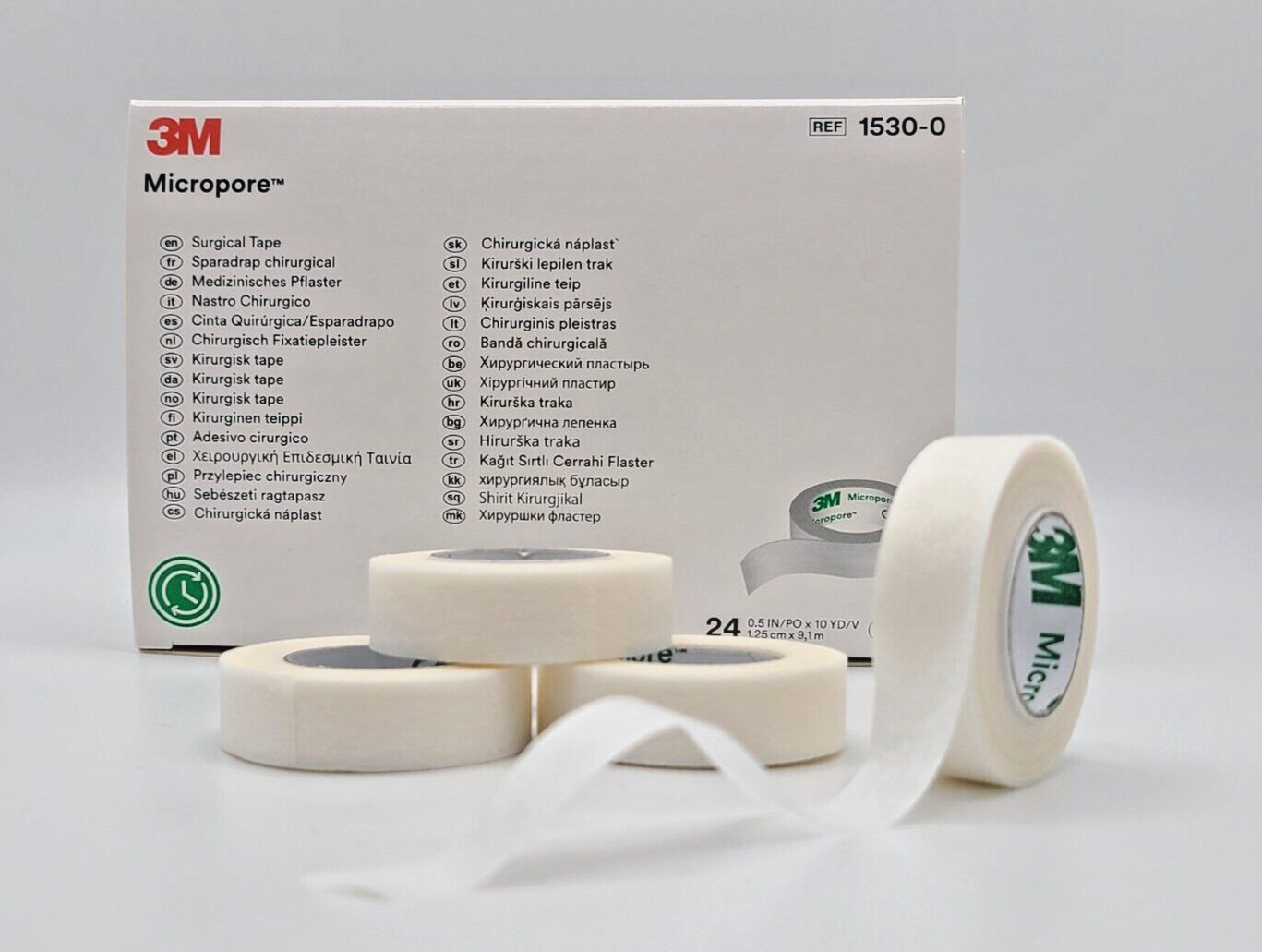 3M Micropore Surgical Tape | 1.25cm x 9.1m | Box of 24 Rolls | First Aid | Burns