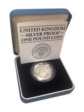 SILVER PROOF £1 ONE POUND COINS CHOICE OF YEAR 1983 TO 2015 WITH COA