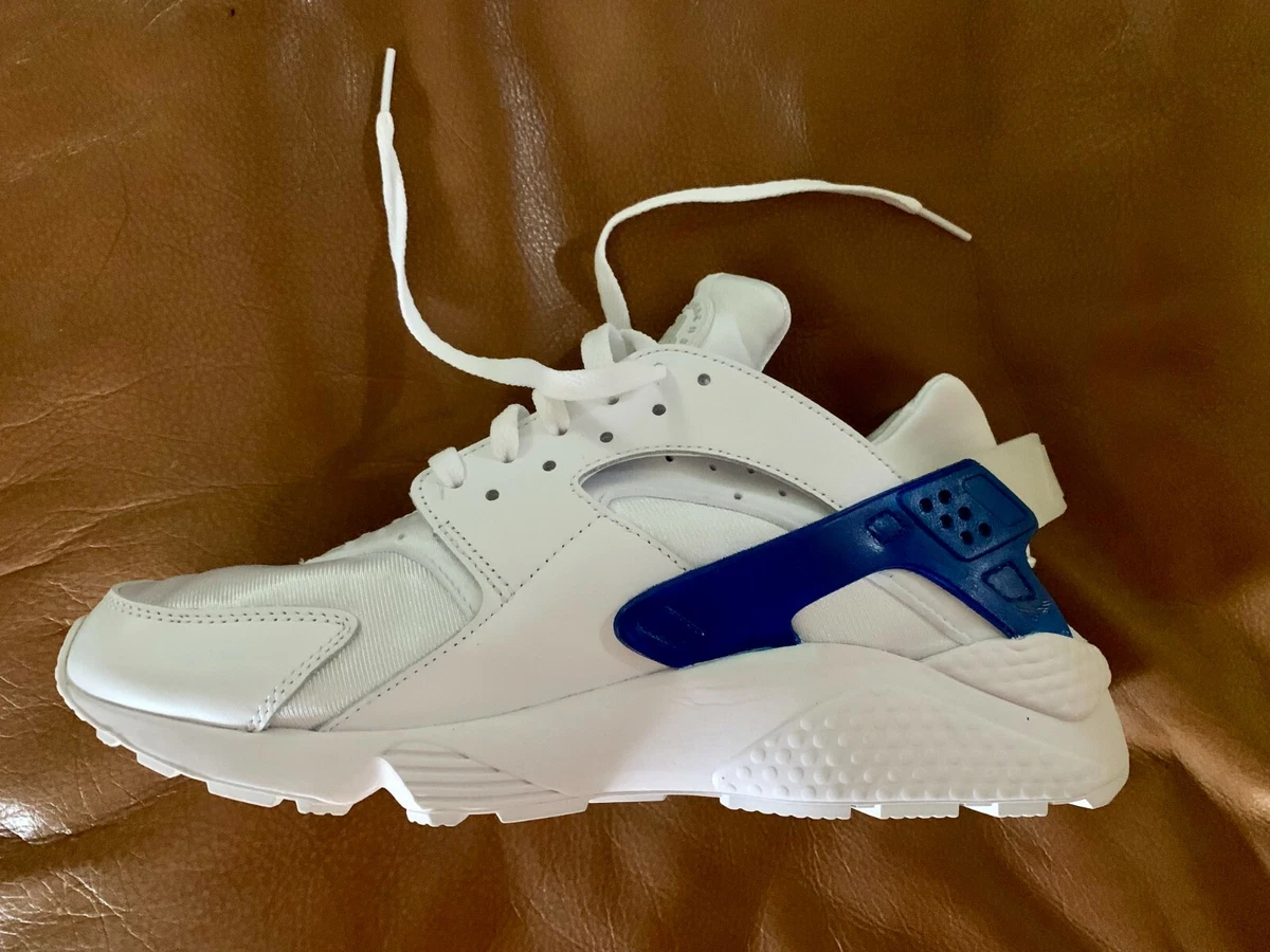 Custom Nike Air Huarache / White Platinum / Royal Blue / Hand Painted