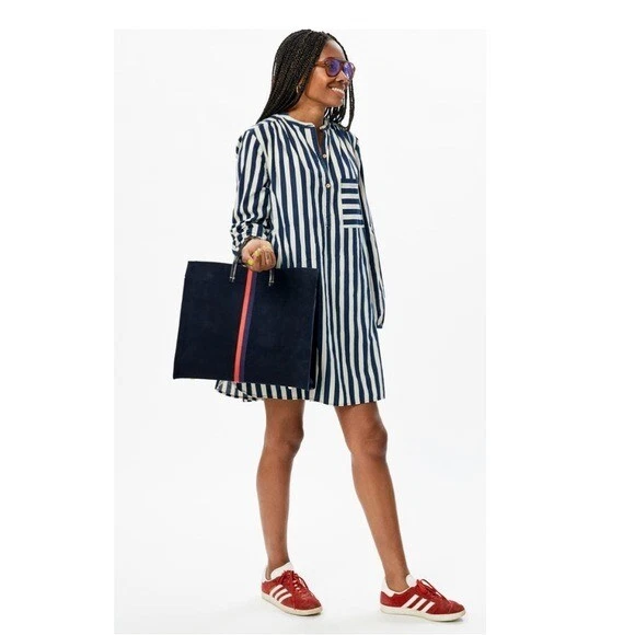 Clare V. Simple Tote - Black Perf/Stripes