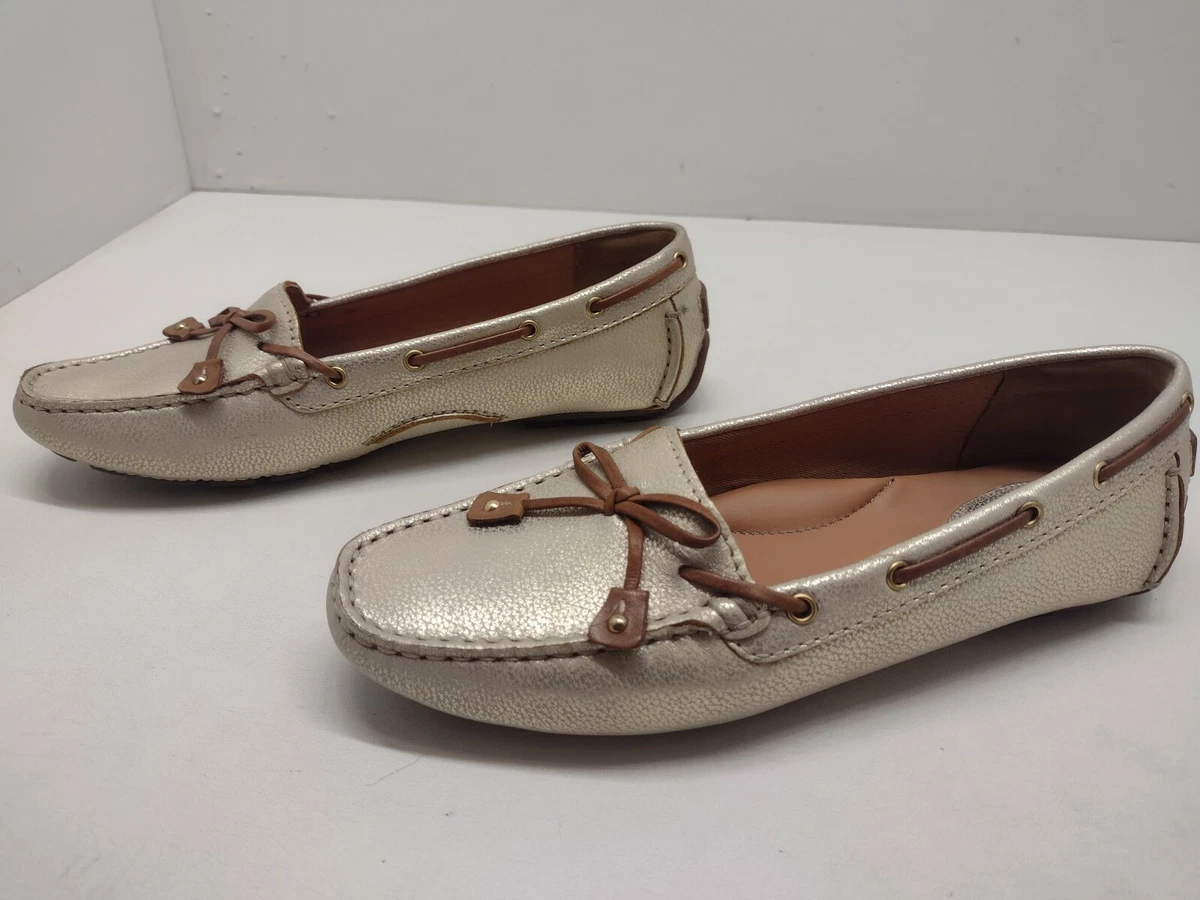 Clark's Artisan Dunbar Racer Silver Metallic Driving Moccasin