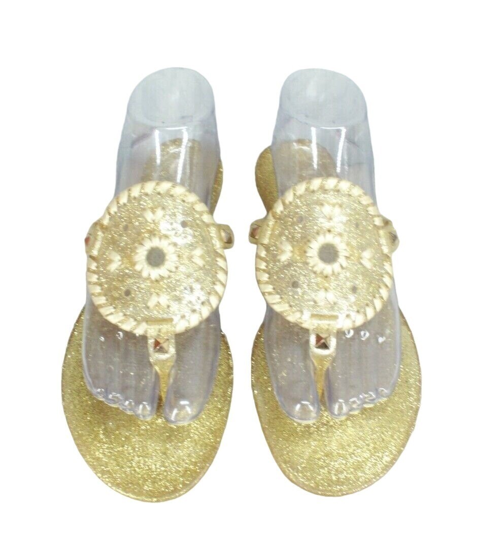 JACK ROGERS Women's Gold Plastic Jelly Glitter Thong Sandals Size 8 eBay