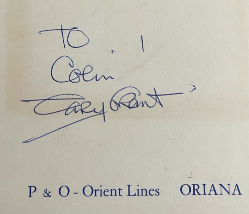 HOLLYWOOD MOVIE GREAT CARY GRANT SIGNED CRUISE LINER ORIANA DINNER MENU 1966 - 第 1/4 張圖片