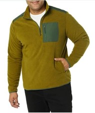 Mens Fleece Half Zip Lightweight layer Micro Fleece Pullover Jumper Green Sz M