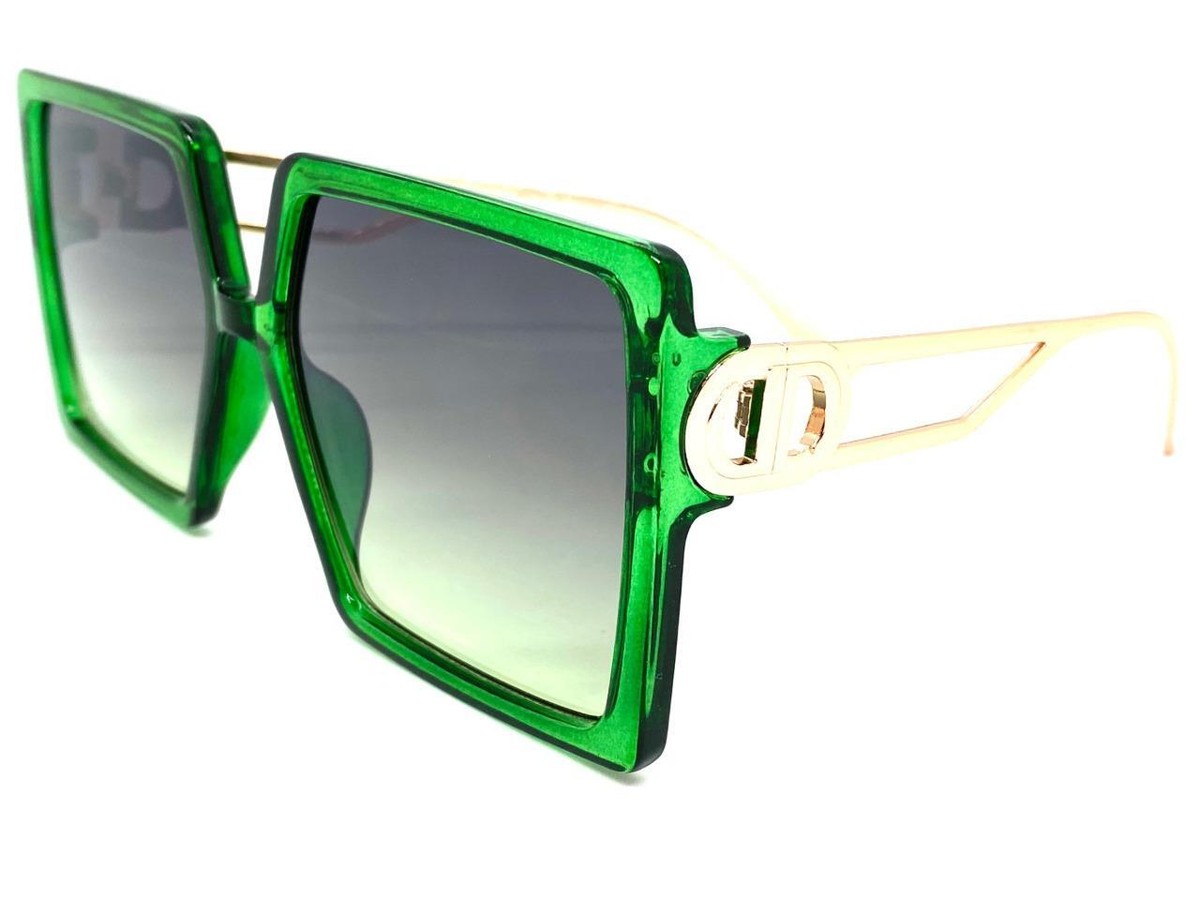 Women’s Police Sunglasses Larger Square Frame Green & Gold SPLG23 57-19-140 The Cherished Gold Female Square Sunglasses | Le Specs main image 4