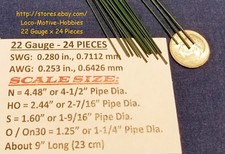 LMH WIRE N HO S O On30 22 Ga .028" .711 mm GRAB IRON Brake Rigging Piping 24 Pcs