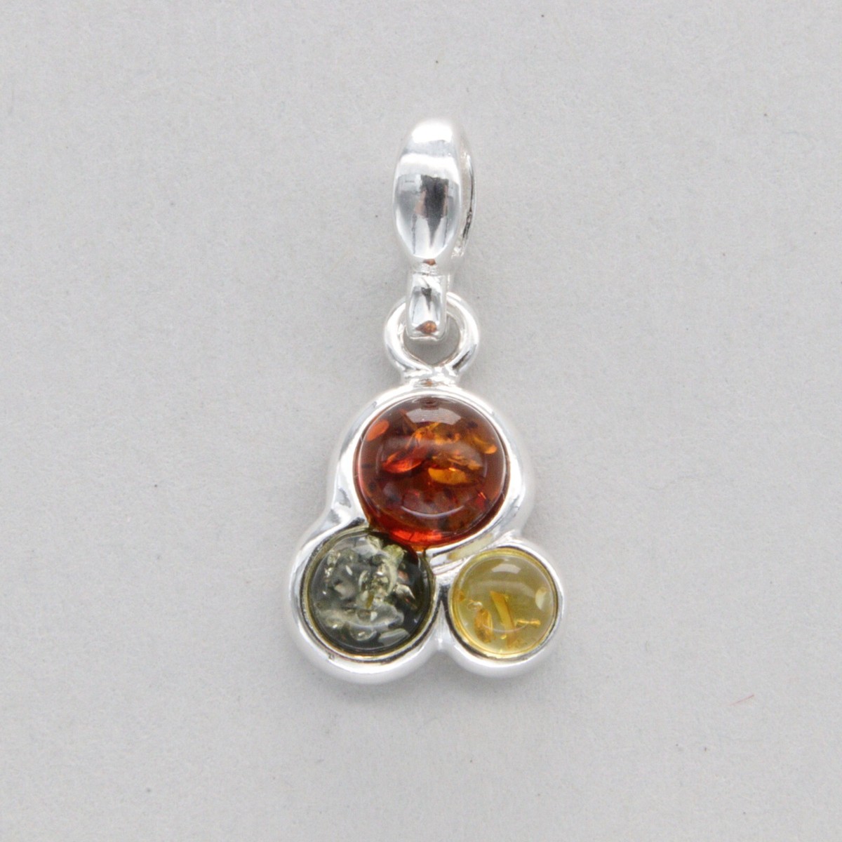 Peora Genuine Baltic Amber Pendant Necklace - 925 Sterling Silver With Floating Three Stone Drop, 18 Inch Chain