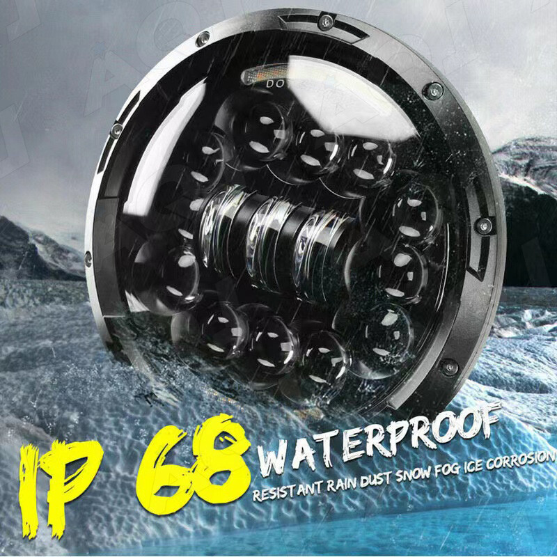 DOT 105W 7 Led Round Headlight Fog Turn Signal-Light for Jeep