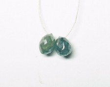 Coppia di perline briolette diamantate sfuse forate blu naturale 3,5-4,0 mm 2...