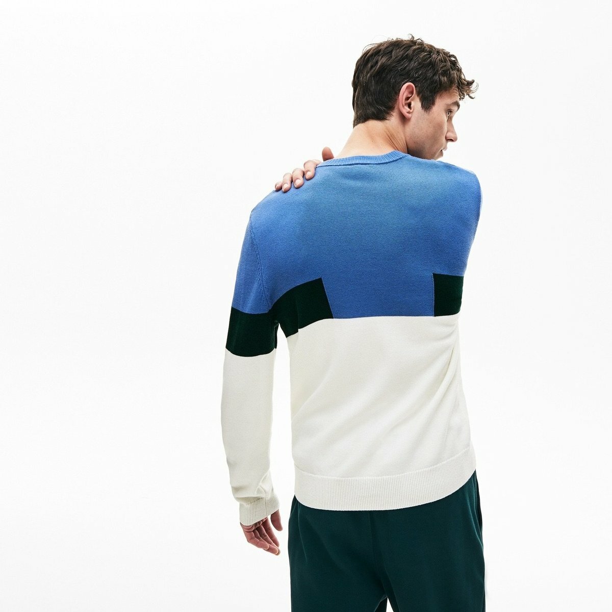 NEW LACOSTE COLORBLOCK SWEATER CREW NECK WOOL COTTON BLUE WHITE SIZE S  SMALL *QQ | eBay