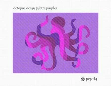 Octopus Ocean Palette Purples Needlepoint Kit or Canvas