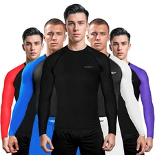 Exxact Sports Long Sleeve Men's BJJ Rash Guard, No Gi Compression Shirt for Men