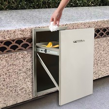 17.7x22.8in Outdoor Kitchen Drawer BBQ Island Narrow Trash Bin Stainless Steel