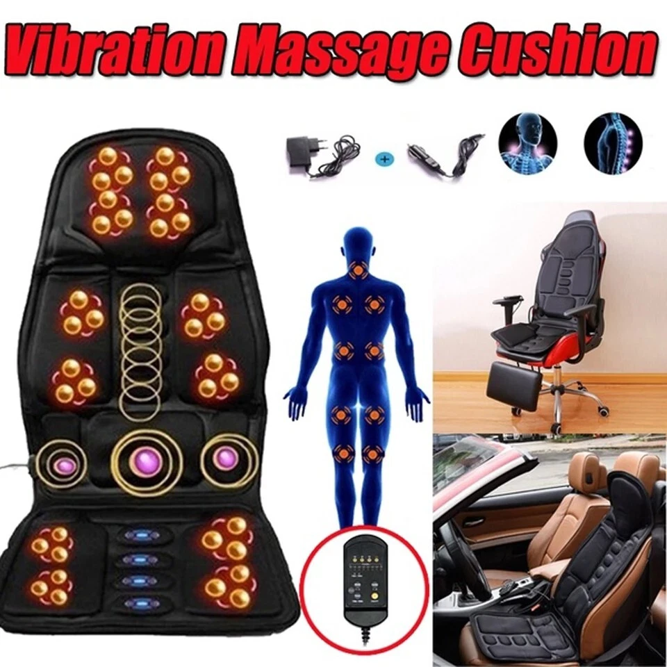 Car Seat Back Massager Heated Remote Control Massage Chair Home Van Cushion