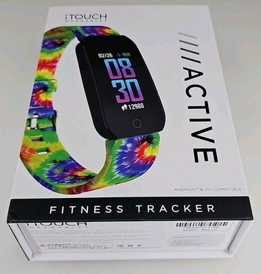 iTouch Active Smartwatch Fitness Tracker Heart Rate Step Counter Tye Dye Band