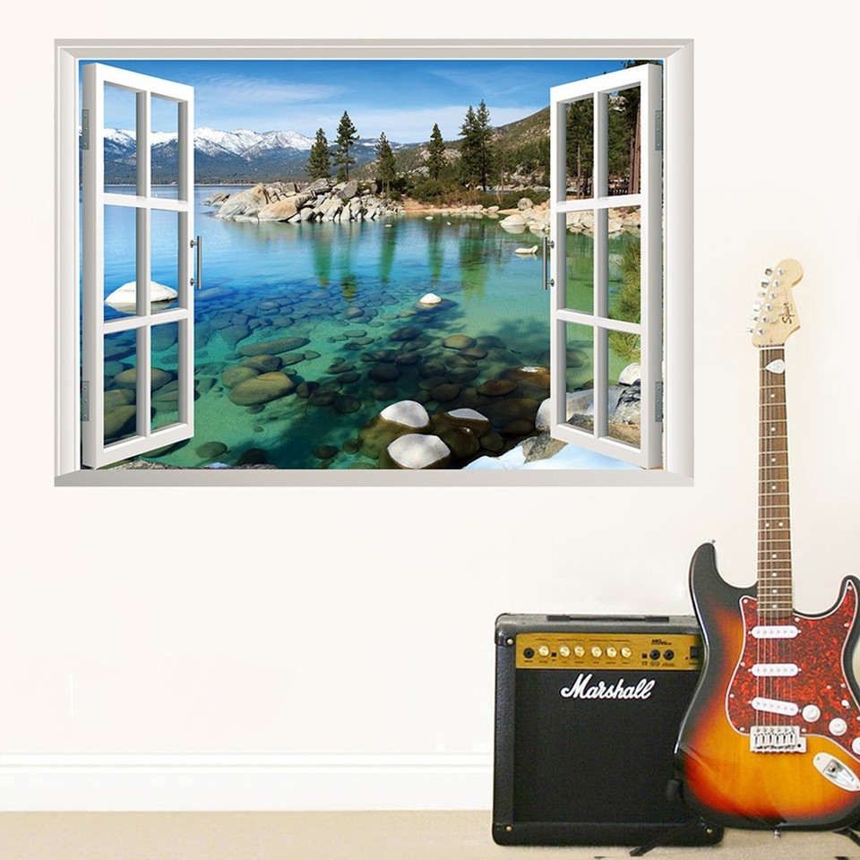 Creative Wall Sticker Removable Beautiful 3D Fake Window Scenery Wall ...
