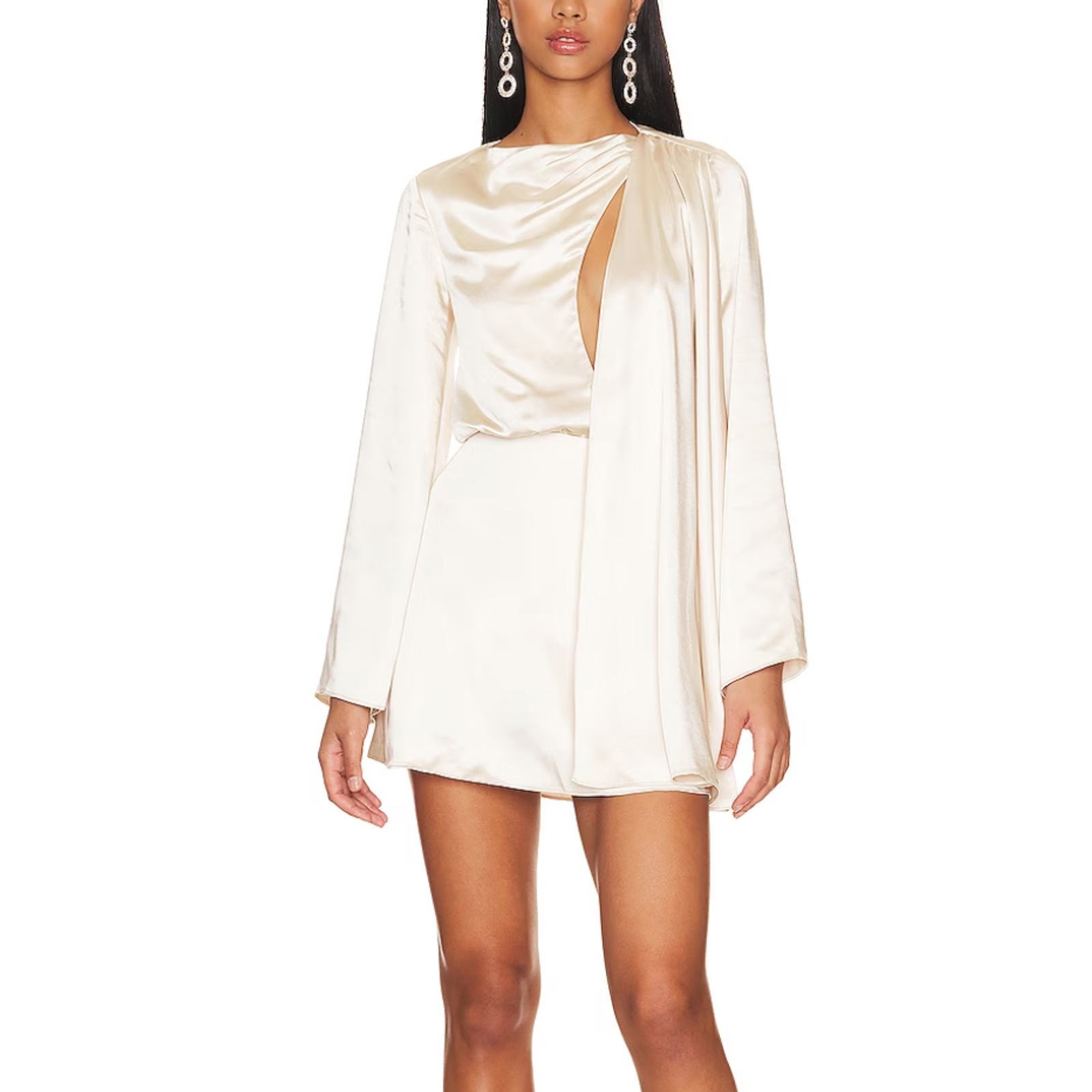 NBD White Satin Cocktail Mini Dress XS Party Bridal Designer Revolve $208 NEW