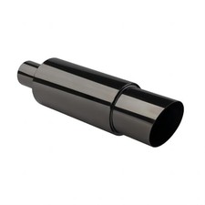 Universal Stainless Steel Exhaust Muffler,2.0" Inlet Rear Straight Pipe Black