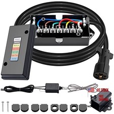 7 Way Trailer Cord and 7 Gang Junction Box Kit with 12V Breakaway 8 FT KIT