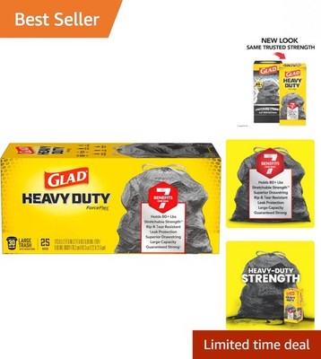 25 Count ForceFlex 30 Gallon Trash Bags - Heavy Duty, Stretchable & Strong