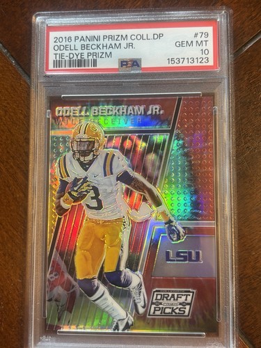 2016 PANINI COLLEGE DRAFT PICKS TIE-DYED PRIZM #79 ODELL BECKHAM JR. /49 PSA 10