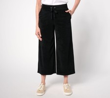 Martha Stewart Women's Petite Pants PS Signature Knit Wide Leg Crop Black