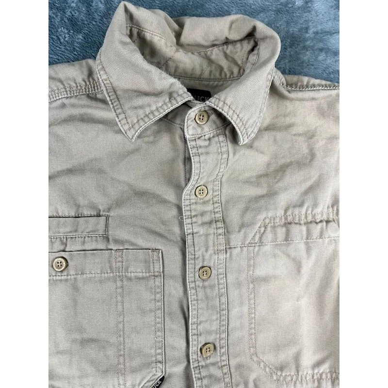 Men’s Dri Duck M Khaki Long Sleeve Button-Down Work Shirt – Excellent Condition - Image 4 of 4