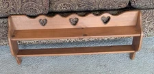 Vintage 35" Country Wood 2 Tier Shelf Heart Cutouts or Quilt Towel Rack