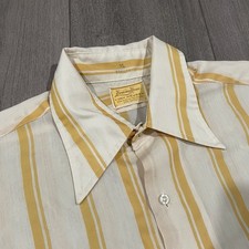 Vtg 60s Button Down Shirt Van Heusen Striped Collared Disco Hampshire House 16