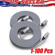 60W USB-C to USB-C Cable Fast Charger lot PD Nylon Cord For iPhone 16 Samsung