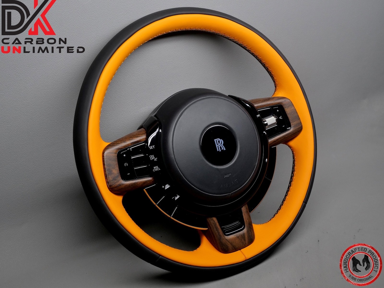 Rolls Royce Cullinan Thick Rimmed Two Tone Black Mandarin Stitch Steering Wheel