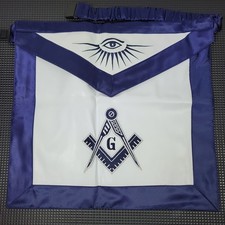 Masonic Master Mason Apron Blue Lodge White Leather Embroidered Square Compasses