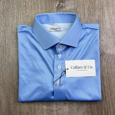 Collars & Co Short Sleeve Dress Collar Polo Shirt Mens Size Medium Blue NWT