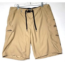 Salt Life Board Shorts Mens 32 Tan SLX-QD Quick Dry Cargo Pocket Swim Trunks
