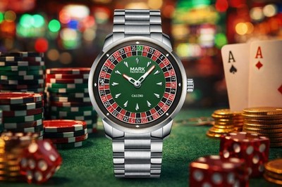 Casino Roulette Watch. With Roulette Wheel That Spins. Stainless Steel.